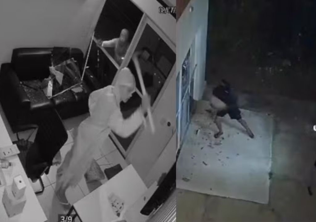 Estabelecimento de provedor de internet danificado após ataque criminoso em Icapuí, no Ceará.
