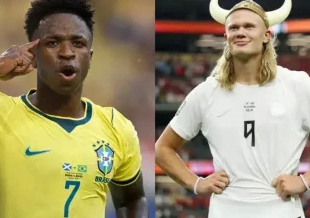 Vinícius Júnior e Erling Haaland lideram o ranking de jogadores mais valiosos de Brasil e Noruega.
