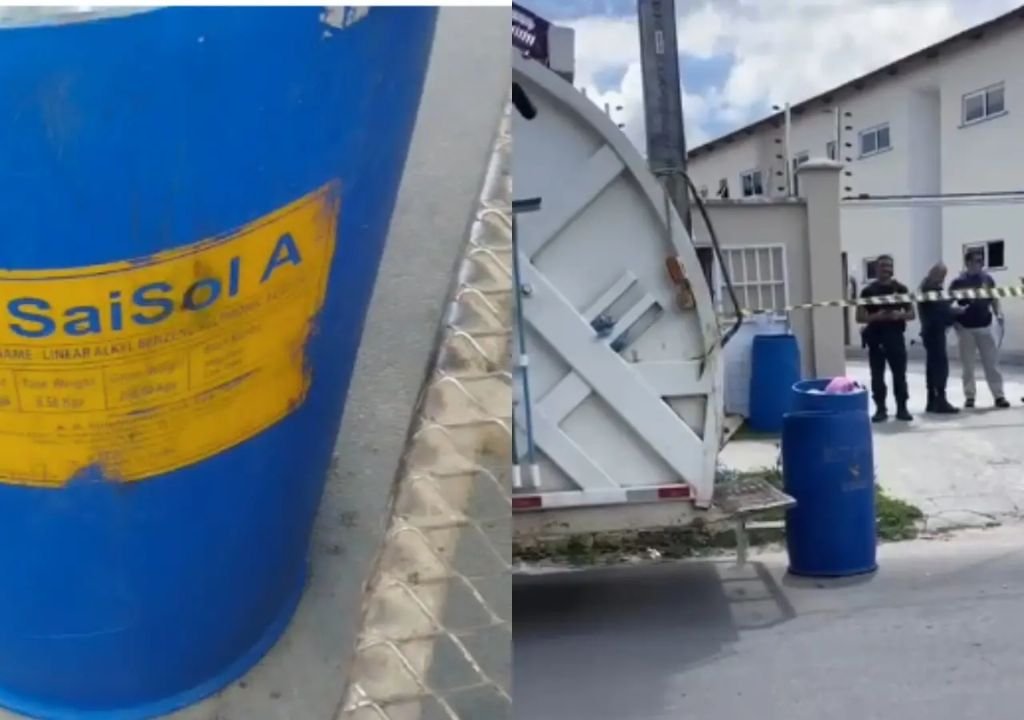 Perícia Forense realiza procedimentos após recém-nascido ser encontrado em tambor de lixo em Itaitinga.